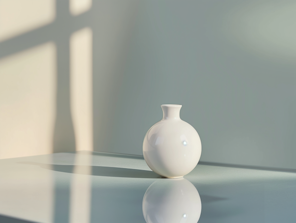 Elegant White Vase with Gentle Shadows