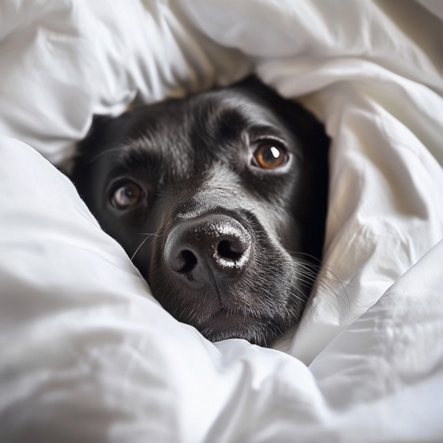 Cozy Black Dog Portrait