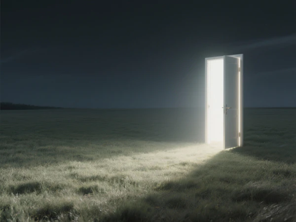 Glowing Door in Field