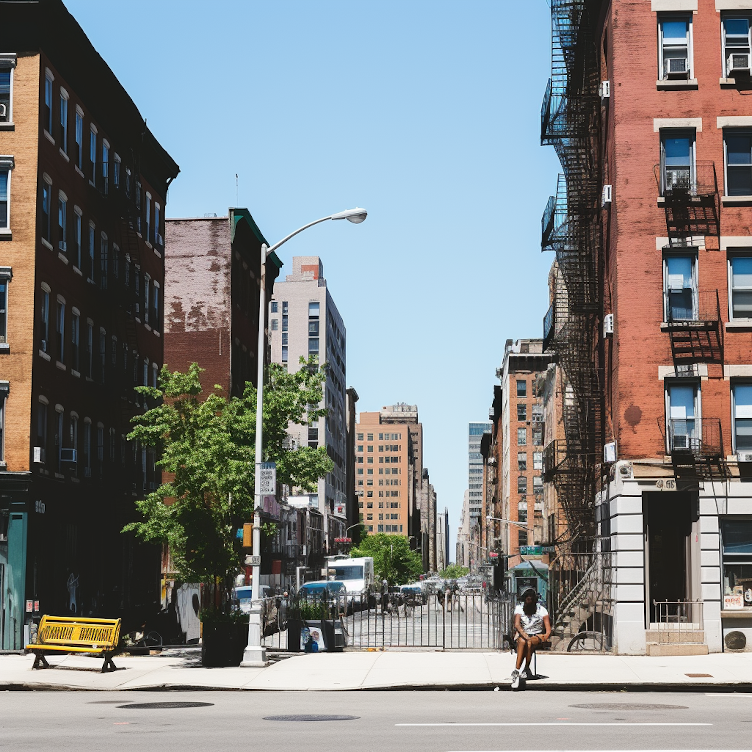 Contemplative Urbanite on a Quiet Street