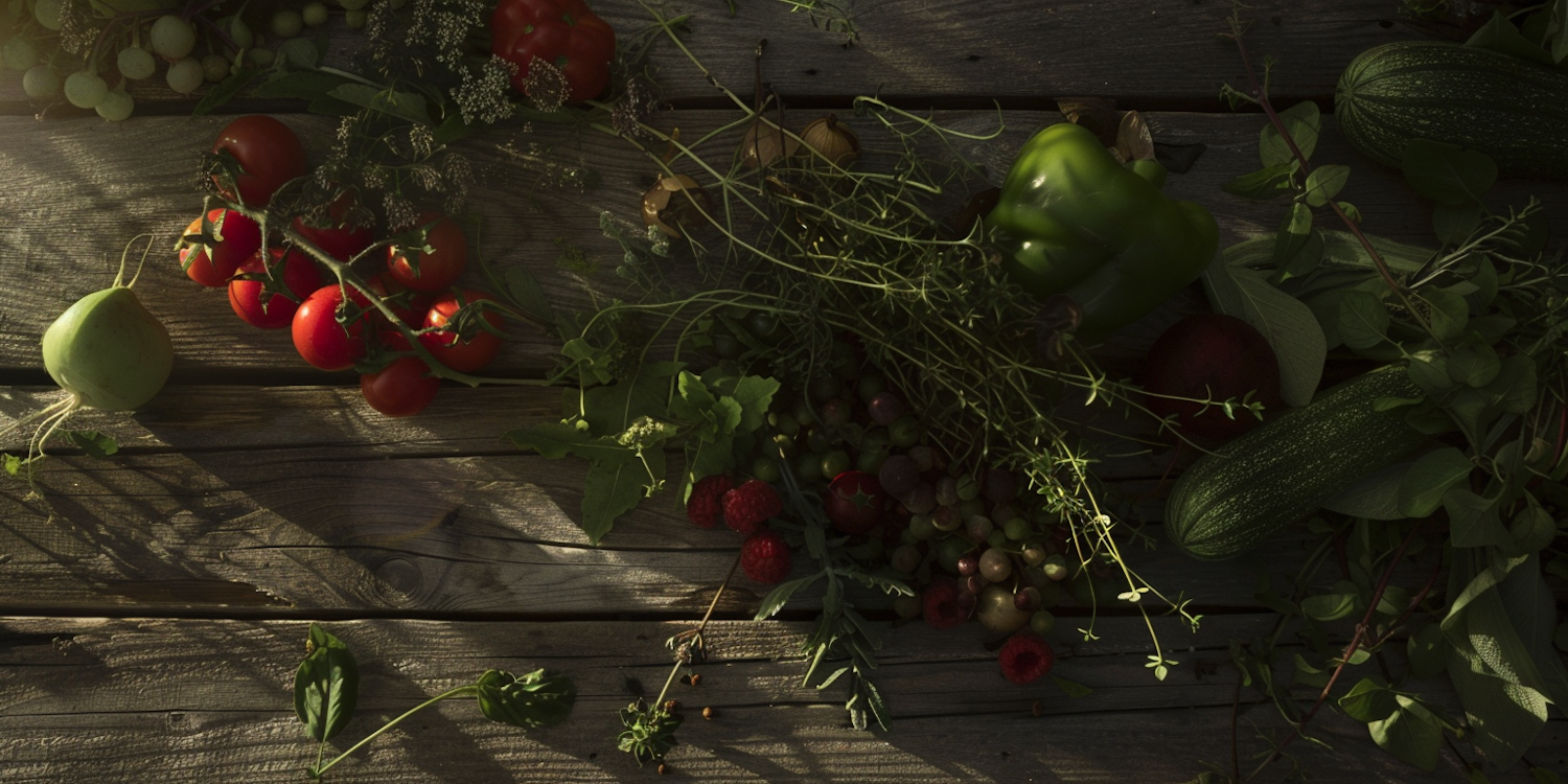 Fresh Vegetables on Rustic Surface