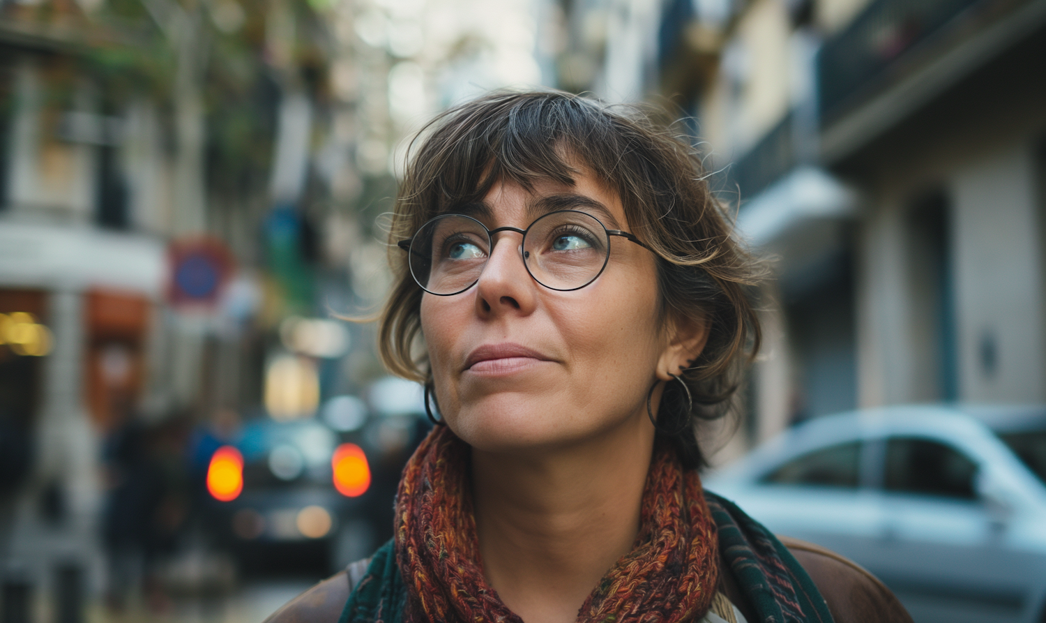 Contemplative Woman in Urban Setting