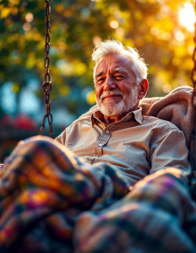 Elderly Man on Swing