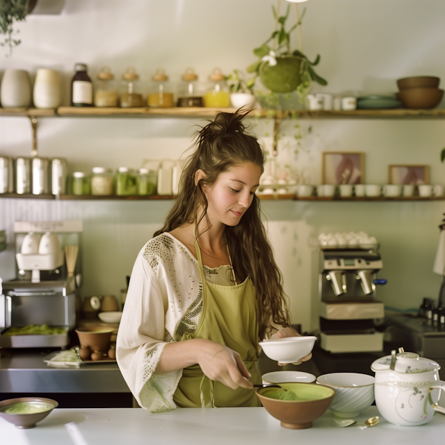 Woman Preparing Food in Kitchen