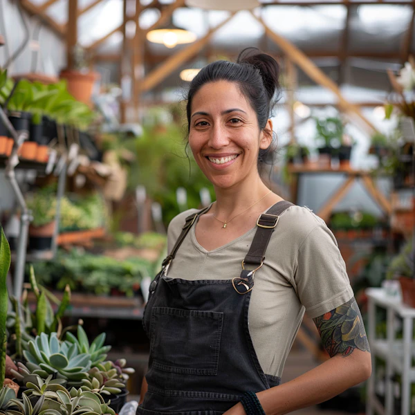 Woman in Greenhouse