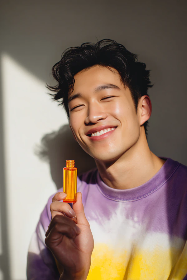 Smiling Man with Bottle