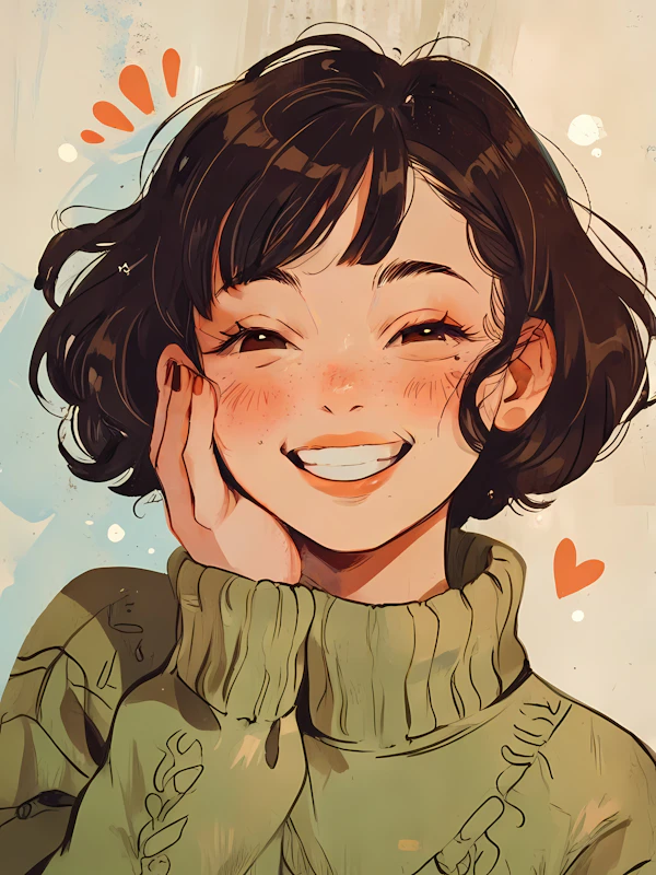 Joyful Woman with Abstract Background