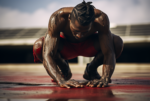 Pensive Athlete in Red