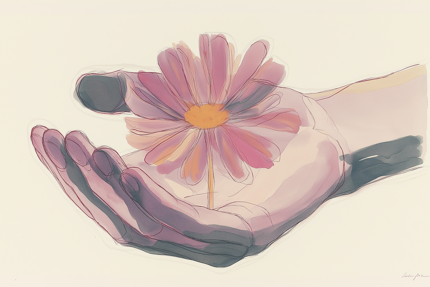 Gentle Hold of Colorful Daisy