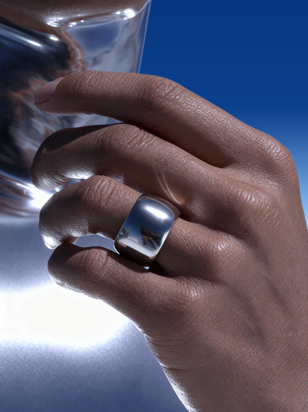 Elegant Hand with Silver Ring