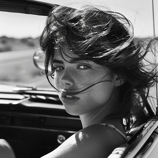 Candid Car Portrait of Young Woman