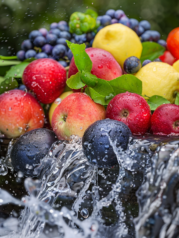 Fresh Fruits in Water Splash