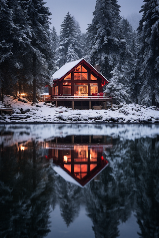 Winter Haven: A Serene Cabin Reflection