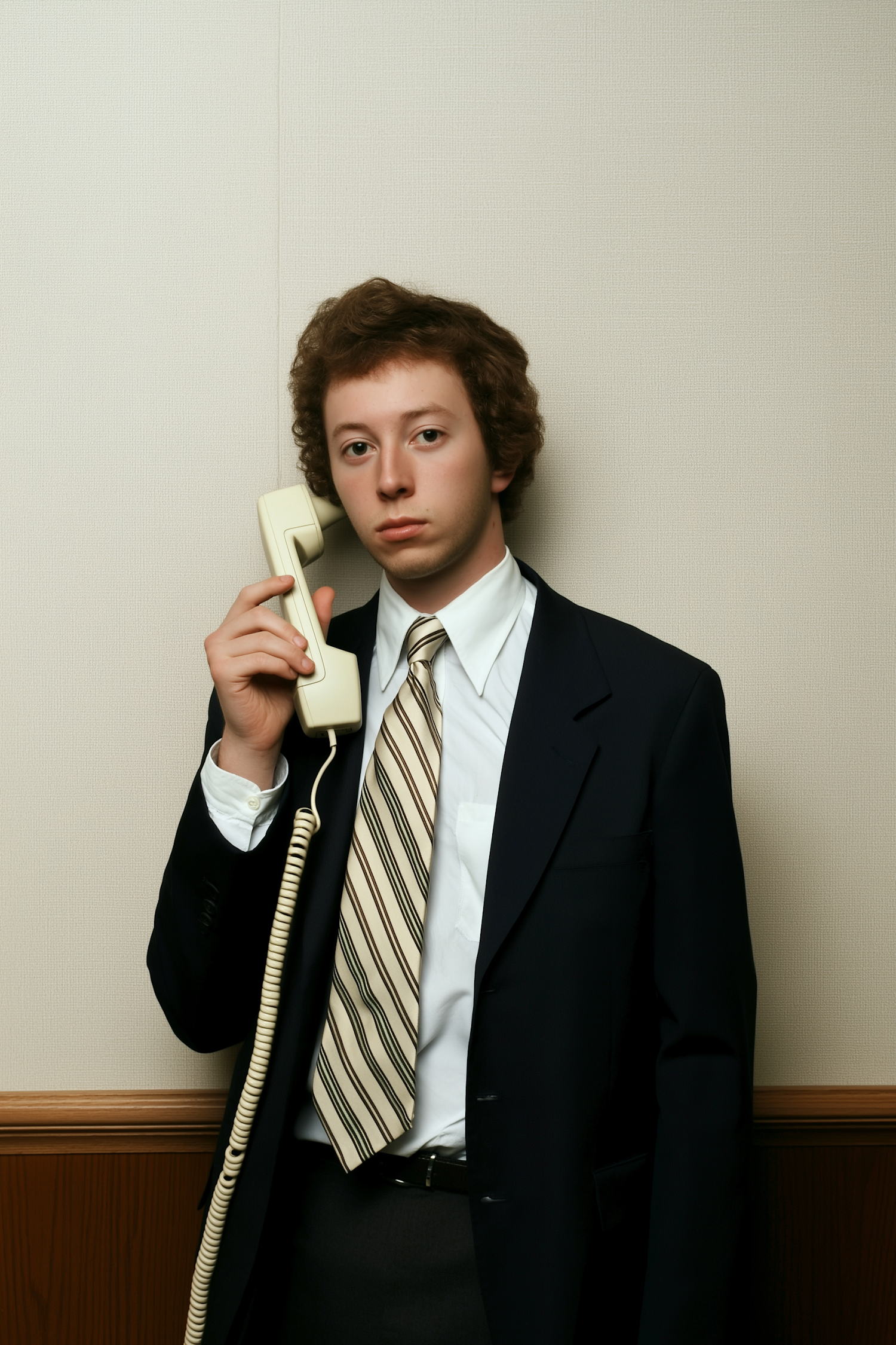 Young Man with Corded Telephone