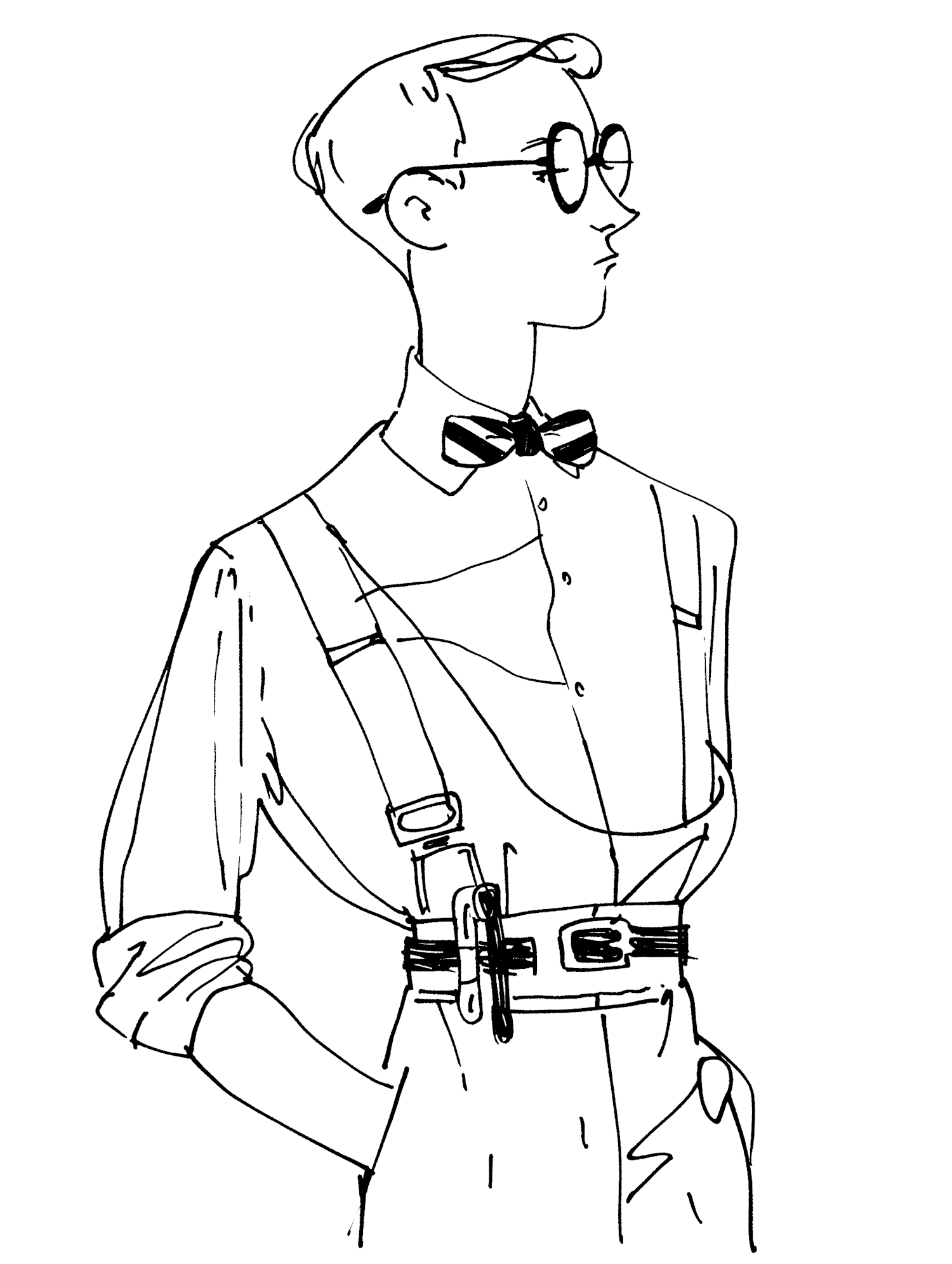 Stylized Line Drawing of a Young Man