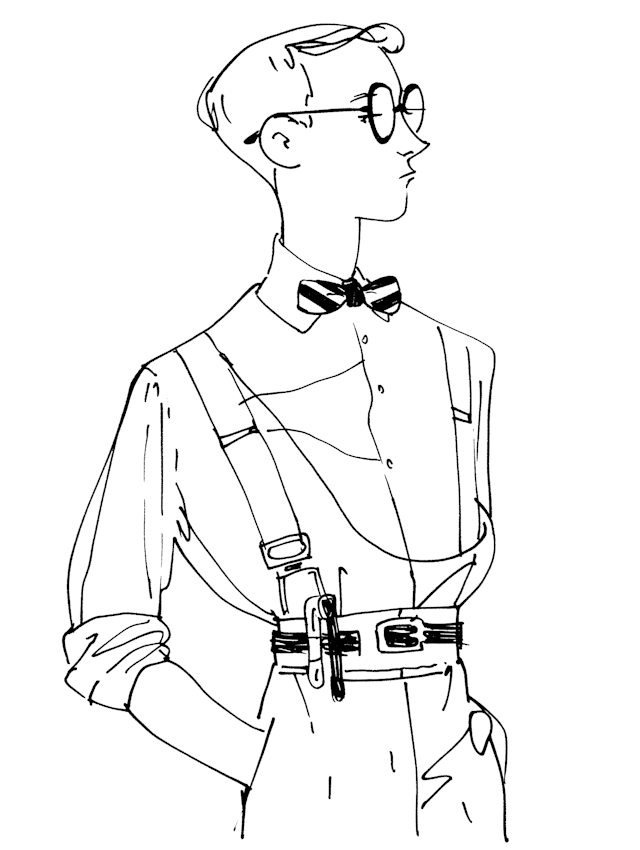 Stylized Line Drawing of a Young Man