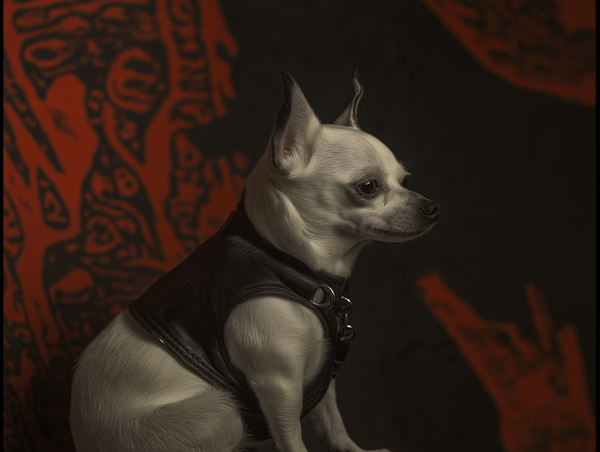 Chihuahua in Black Leather Vest