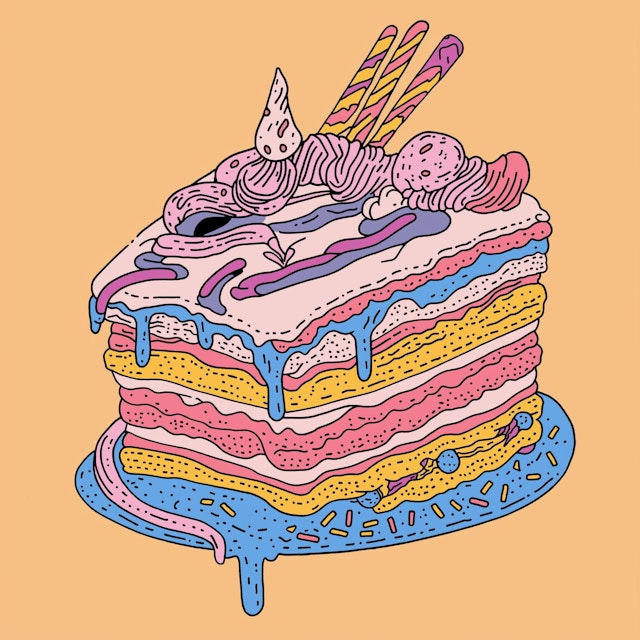 Vibrant Whimsical Cake Illustration