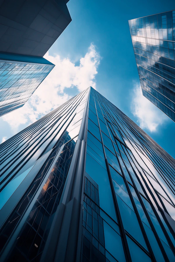 Modern Skyscrapers Against Blue Sky