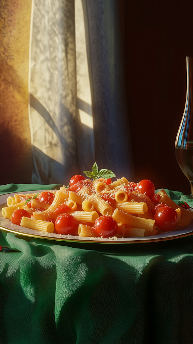 Rigatoni Pasta with Cherry Tomatoes