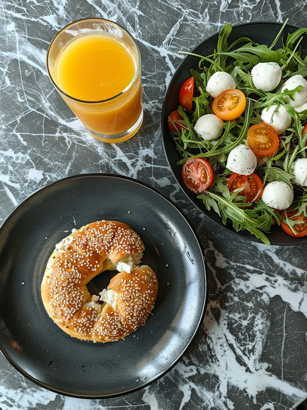 Delightful Breakfast Arrangement on Marble Table