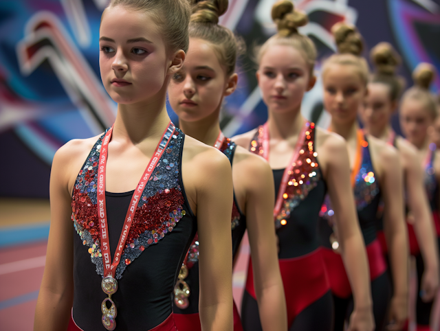 Female Gymnasts at Competition