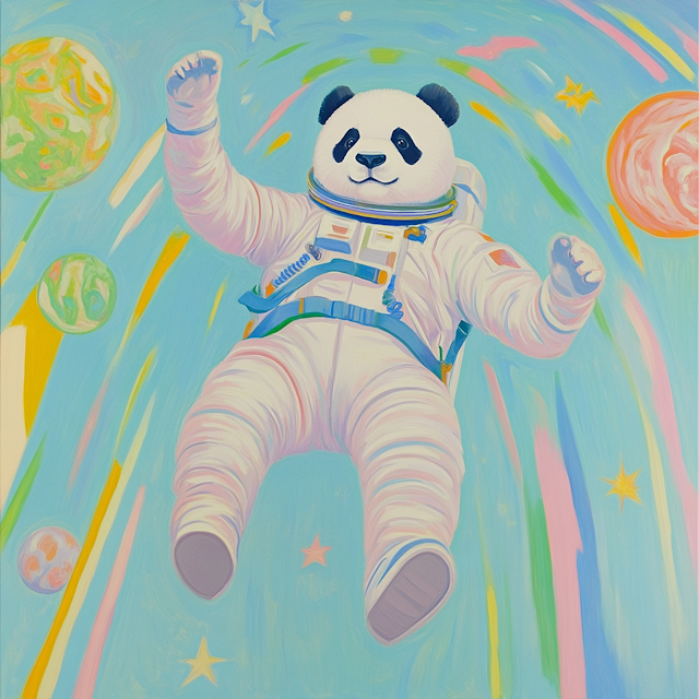 Panda Astronaut in Whimsical Space