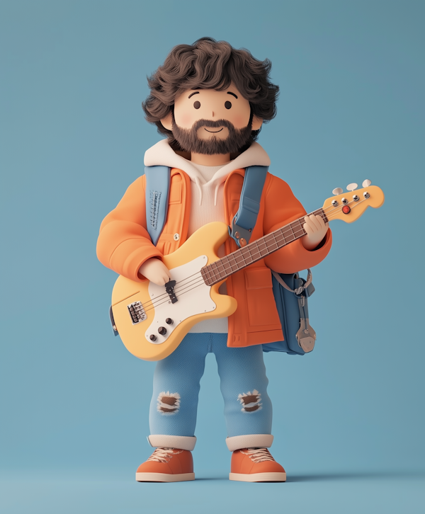 Stylized Male Musician with Electric Bass