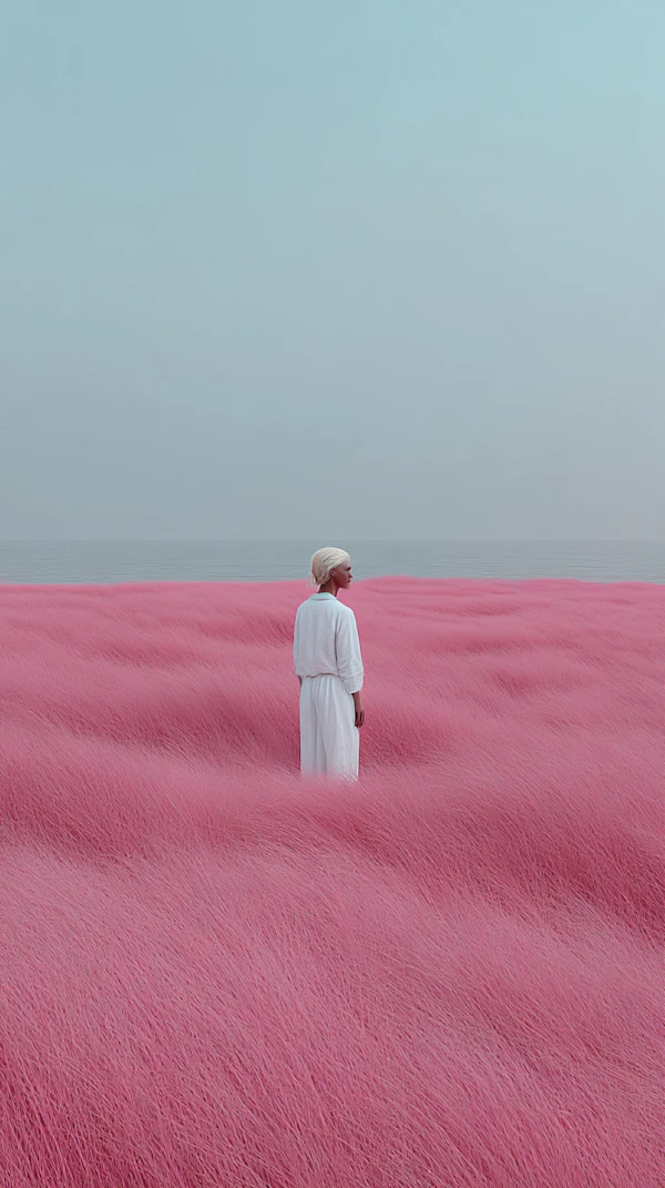 Serene Pink Field Scene