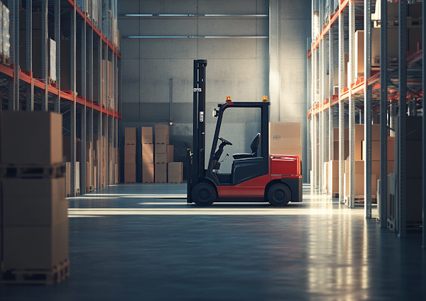 Modern Forklift in Industrial Warehouse