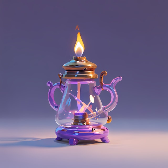 Elegant Purple and Gold Glass Lantern