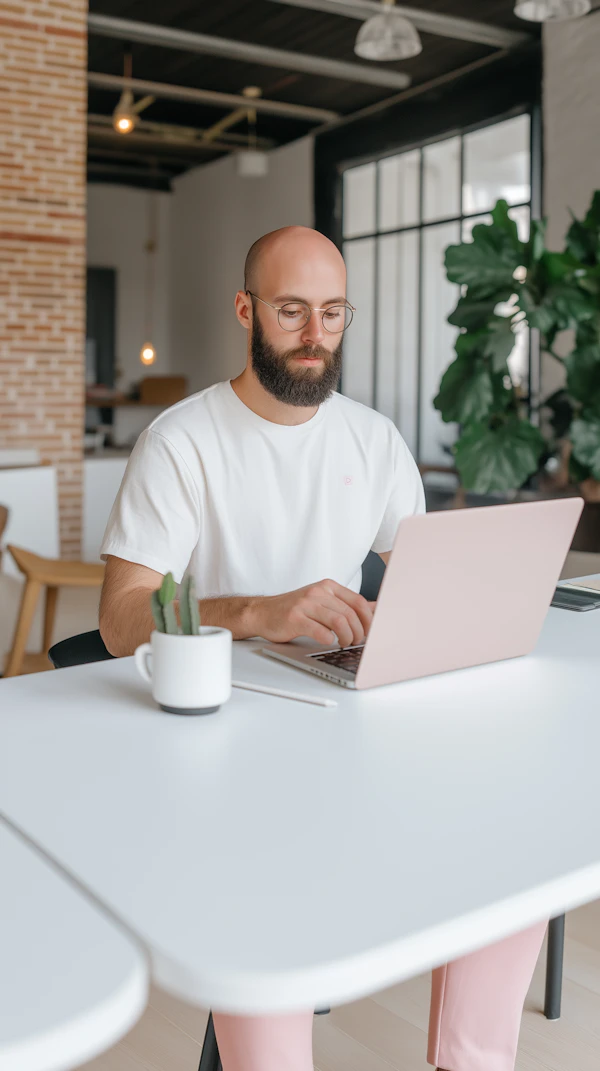 Man Working on Laptop