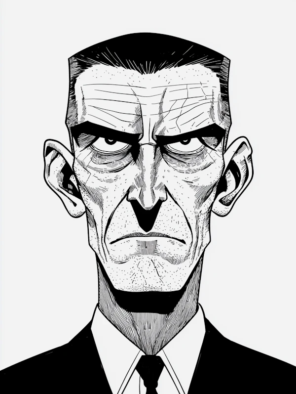 Stern Man Illustration