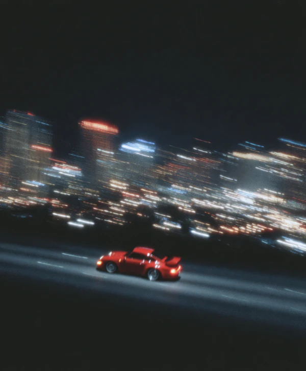 Red Sports Car at Night