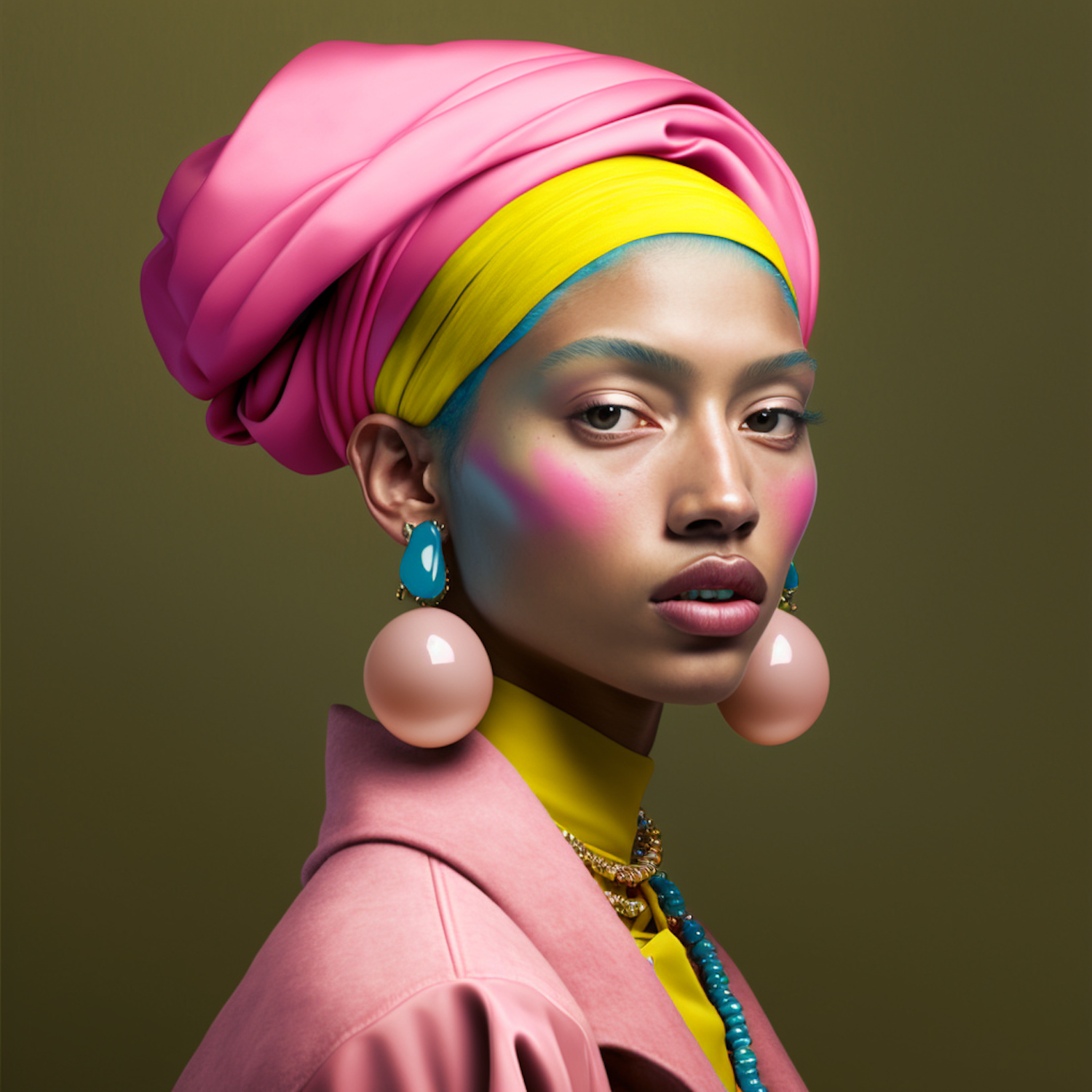 Vibrant Portrait with Pink Headwrap