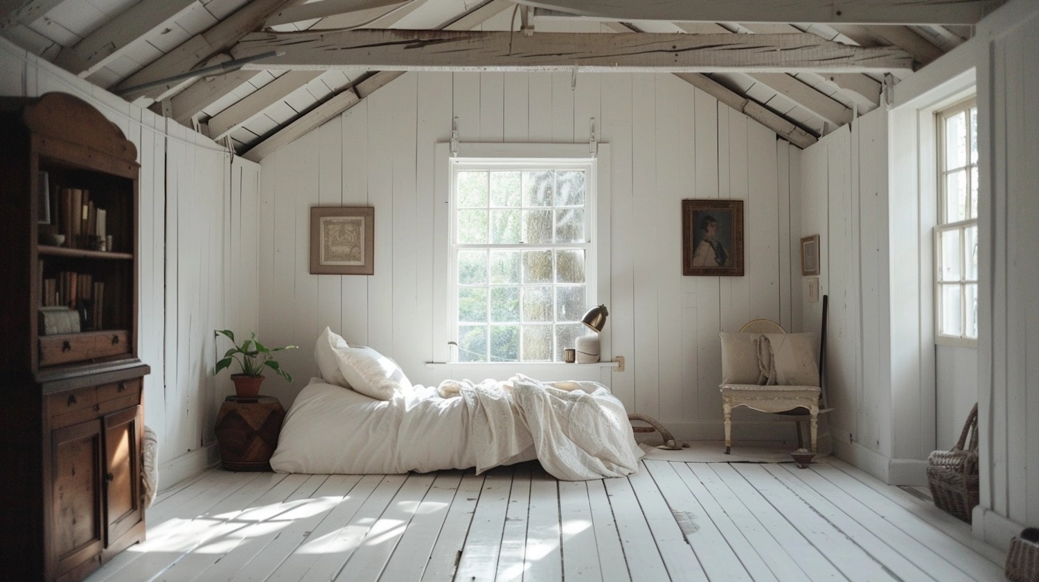 Serene White Bedroom Interior