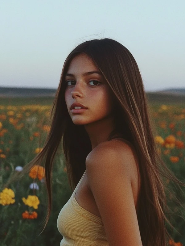Woman in Flower Field
