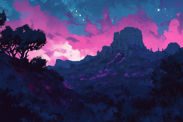 Dreamlike Landscape at Sunset