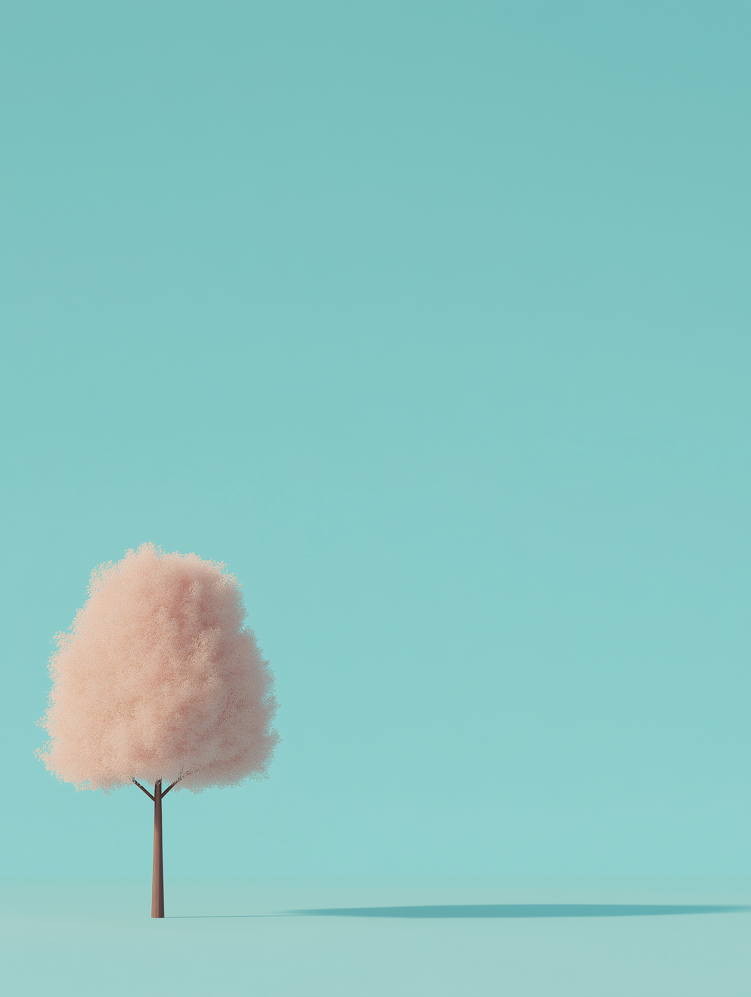 Solitary Tree with Vibrant Pink Foliage