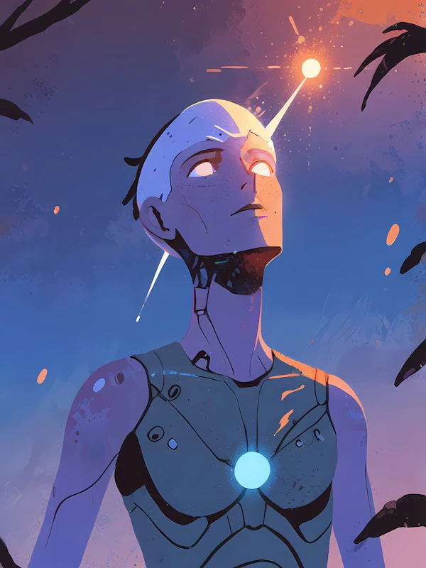 Humanoid Figure with Robotic Features