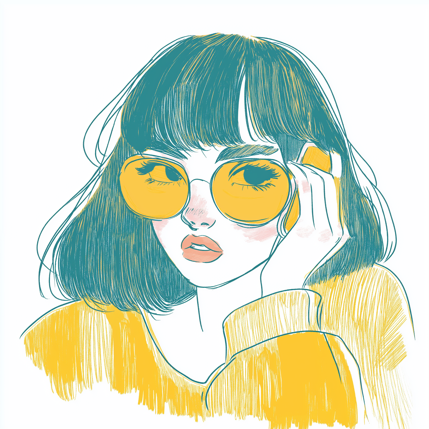 Stylish Woman with Yellow Sunglasses