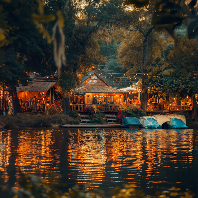 Cozy Waterfront Establishment at Dusk