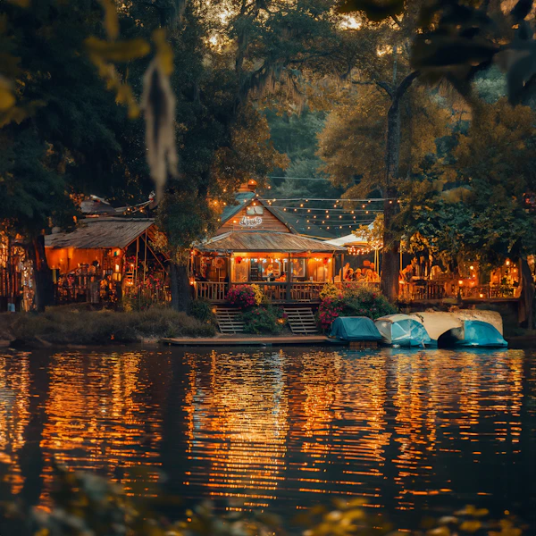 Cozy Waterfront Establishment at Dusk