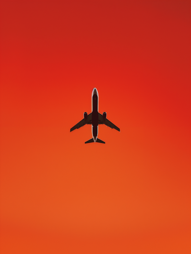 Airplane in Fiery Sky