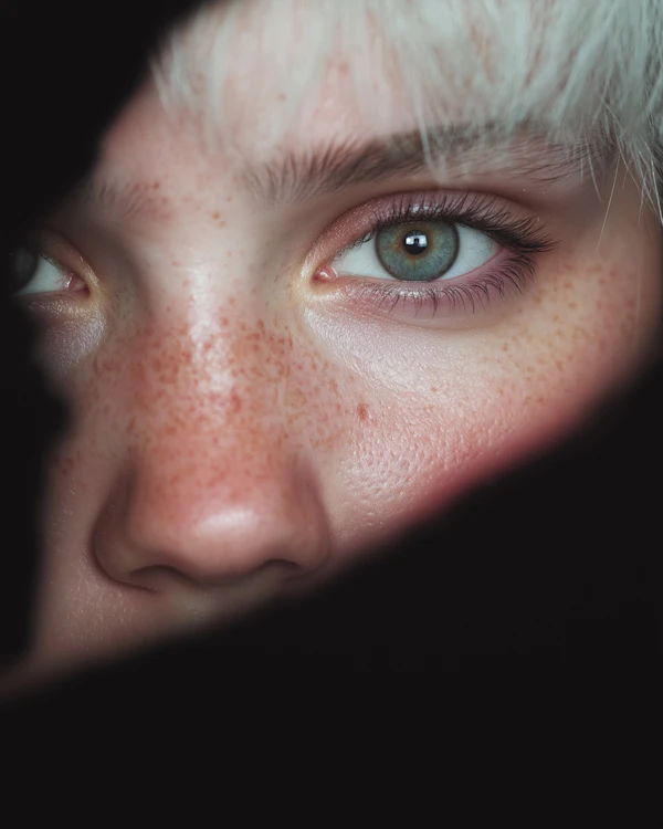 Freckled Face Close-Up