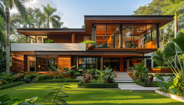 Contemporary Tropical House at Golden Hour