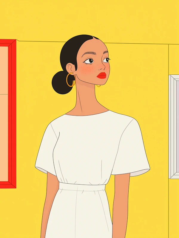 Elegant Woman Against Yellow Background