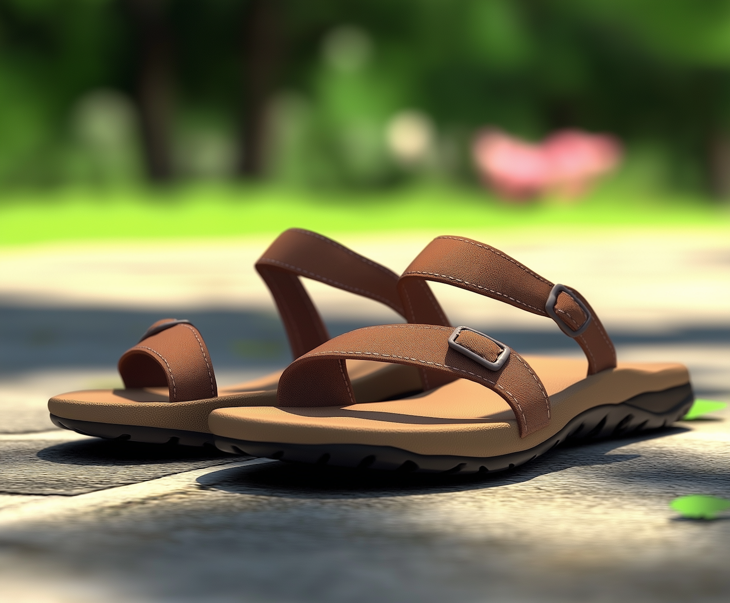 Realistic 3D Rendered Brown Sandals