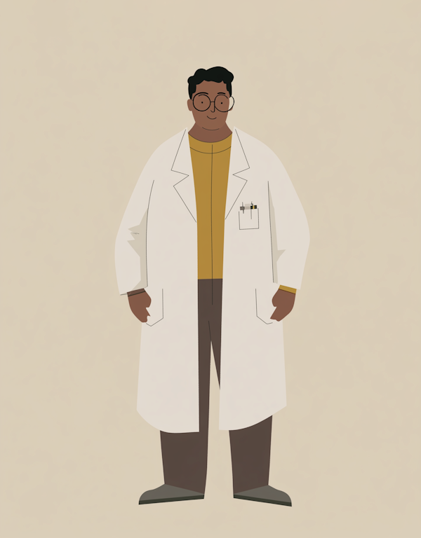 Confident Professional in Lab Coat Illustration