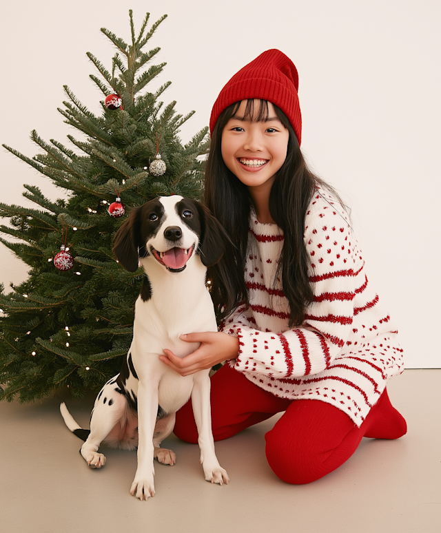 Festive Woman and Dog